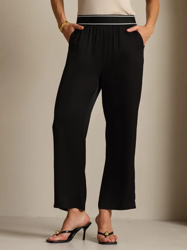 22Momme Pure Silk Straight Fit Women's Pants with Elastic Waist Side Pockets  Design sold by SilkSilky