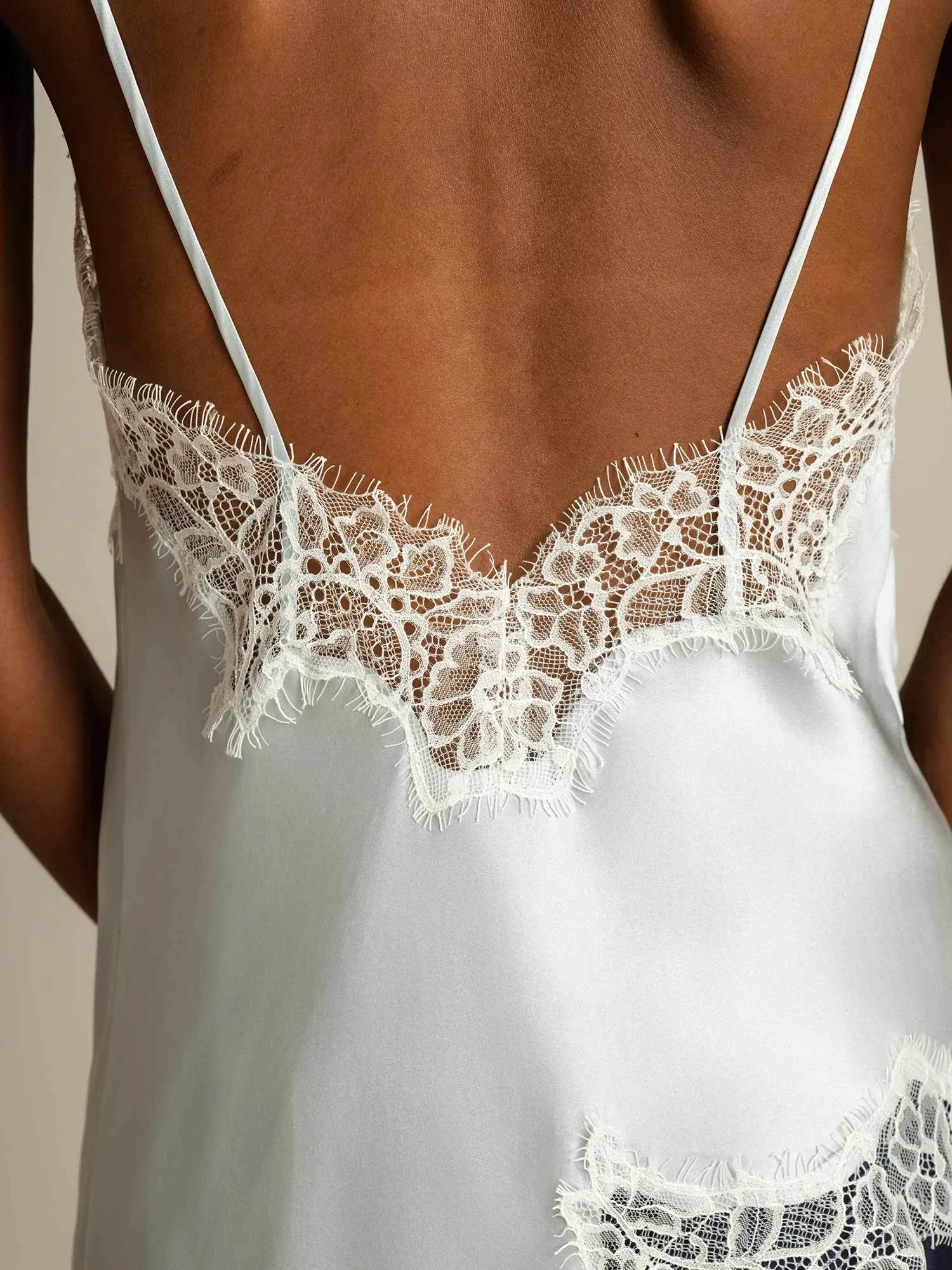 Pure Silk Spaghetti Straps Lace Camisole Top with Asymmetrical Hem sold by SilkSilky product image thumbnail 5