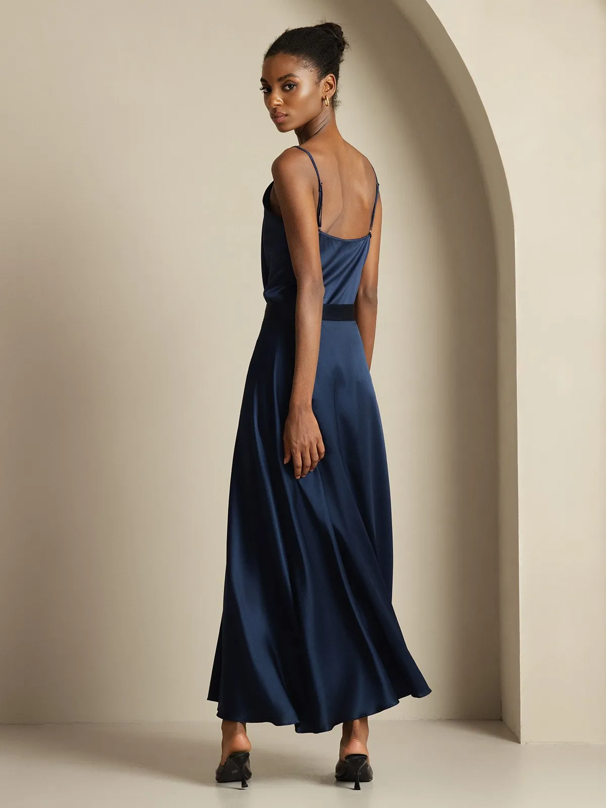 19Momme Silk Cowl Neck Spaghetti Strap Camisole Top & A Line Maxi Skirt sold by SilkSilky product image thumbnail 2