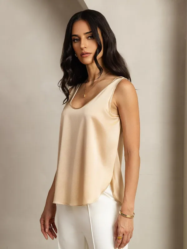 Clearance - 19Momme Silk Women's Tank Top With Side Slit Design sold by SilkSilky