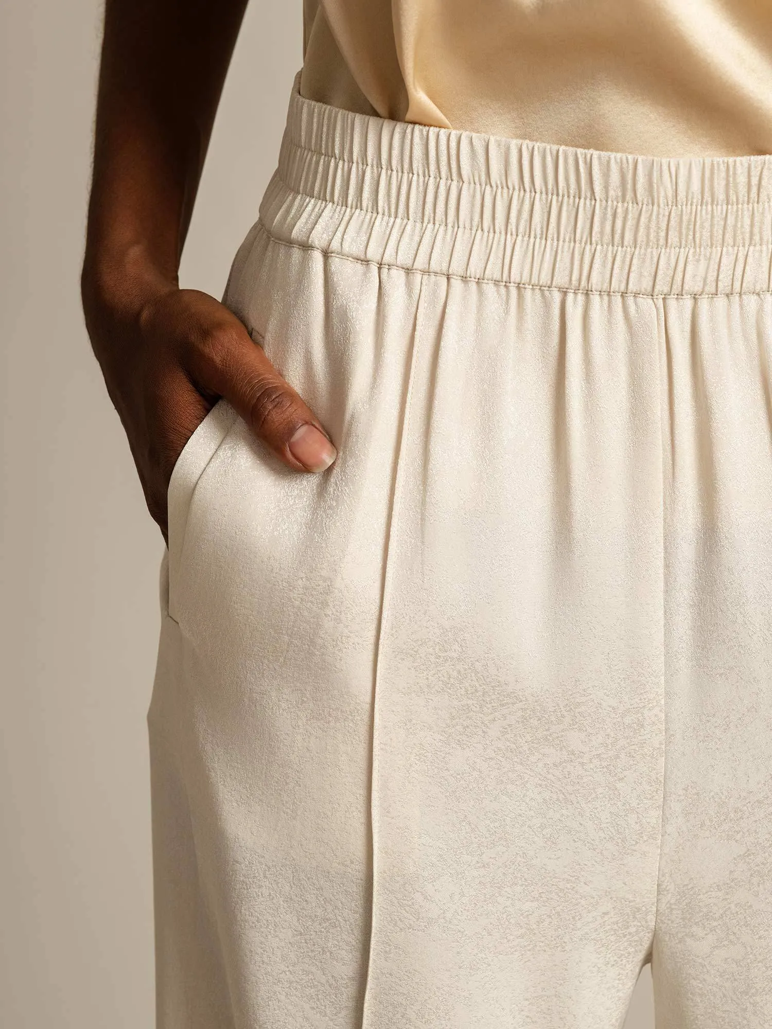 Clearance - 22Momme Silk Straight Fit Women's Pants with Elastic Waist Side Pockets Design sold by SilkSilky product image thumbnail 4