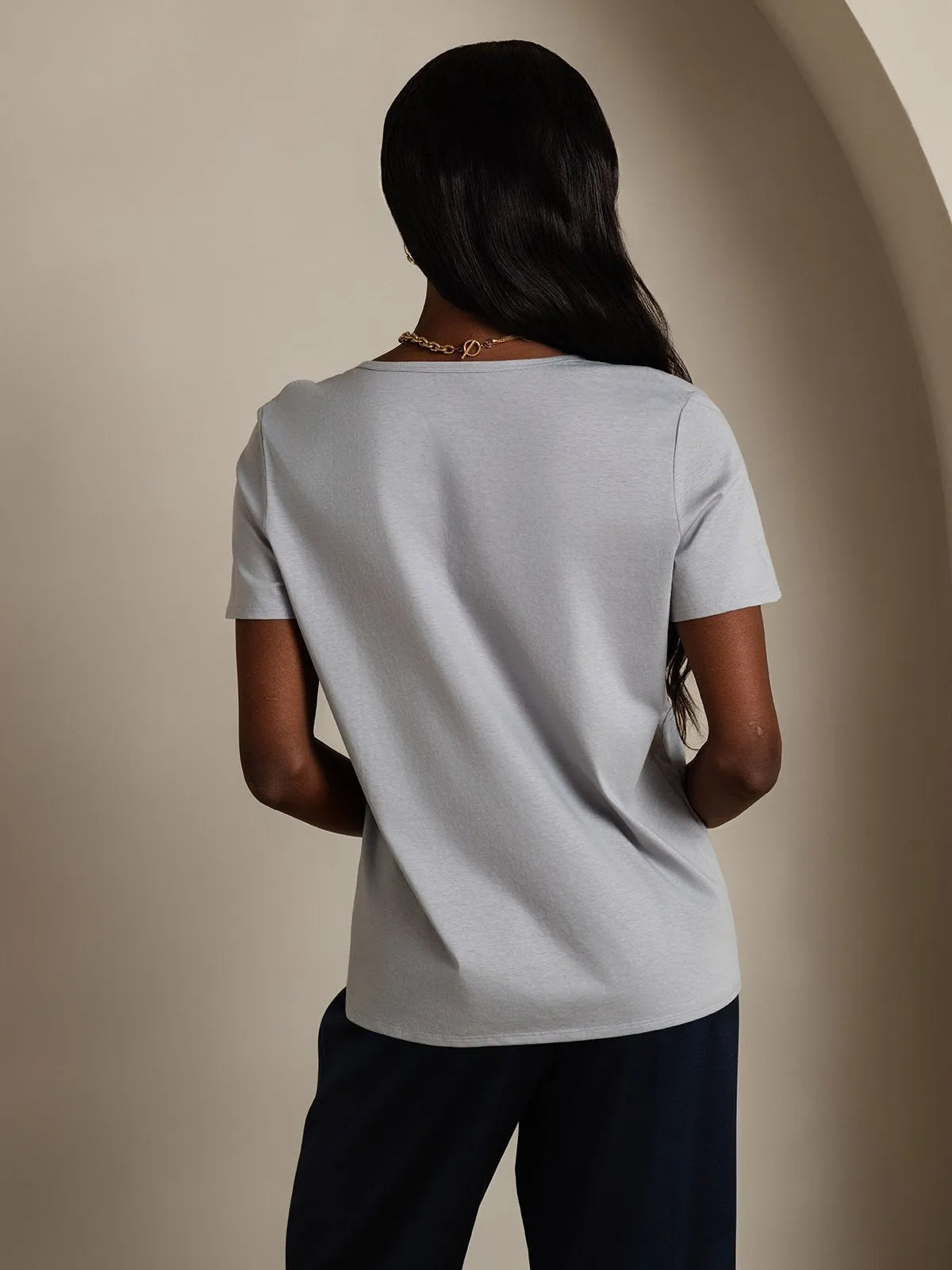 Clearance(US Warehouse) - Silk Blend U-Neck Women's T-Shirt sold by SilkSilky product image thumbnail 2