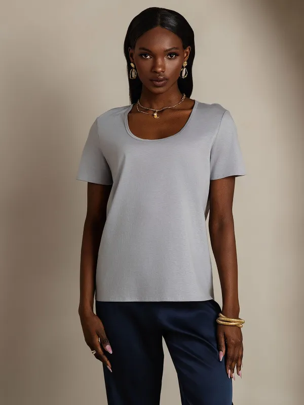 Clearance(US Warehouse) - Silk Blend U-Neck Women's T-Shirt sold by SilkSilky