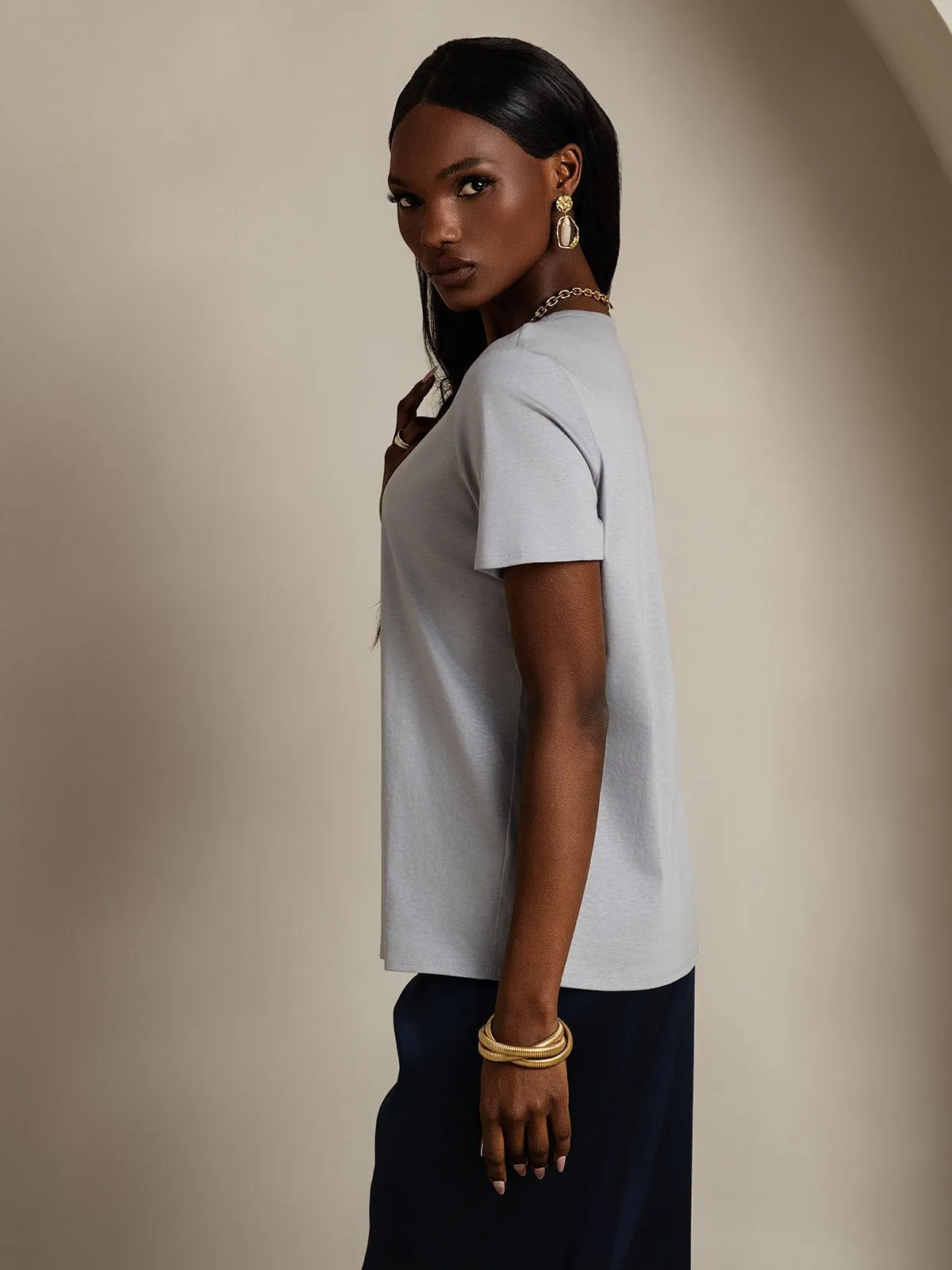 Clearance(US Warehouse) - Silk Blend U-Neck Women's T-Shirt sold by SilkSilky product image thumbnail 4