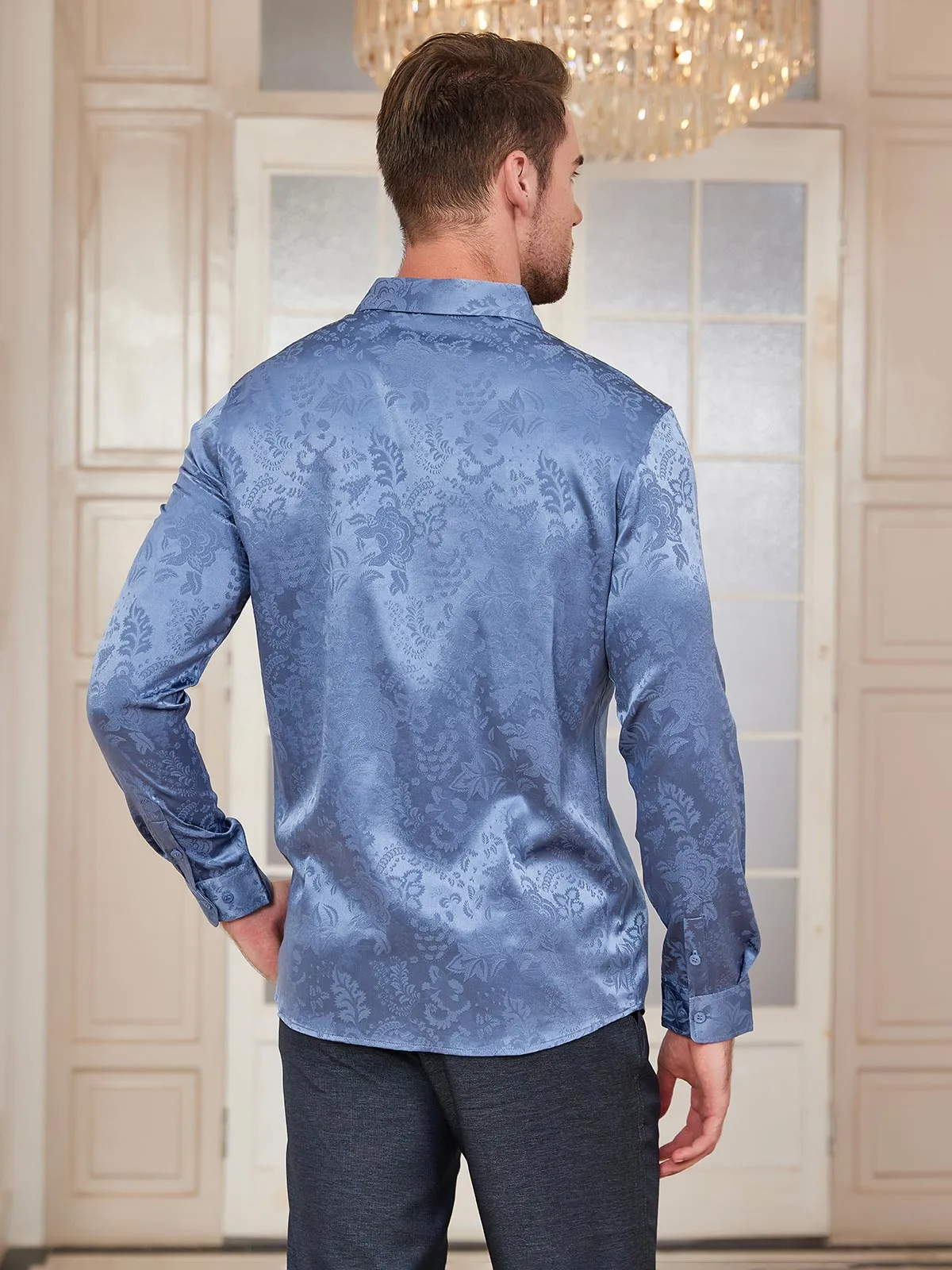 Clearance - Mulberry Silk Jacquard Shirt for Men sold by SilkSilky product image thumbnail 2