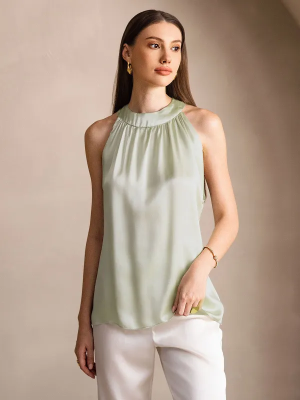 Clearance - 19Momme Silk Sleeveless Halter Neck Women's Top sold by SilkSilky
