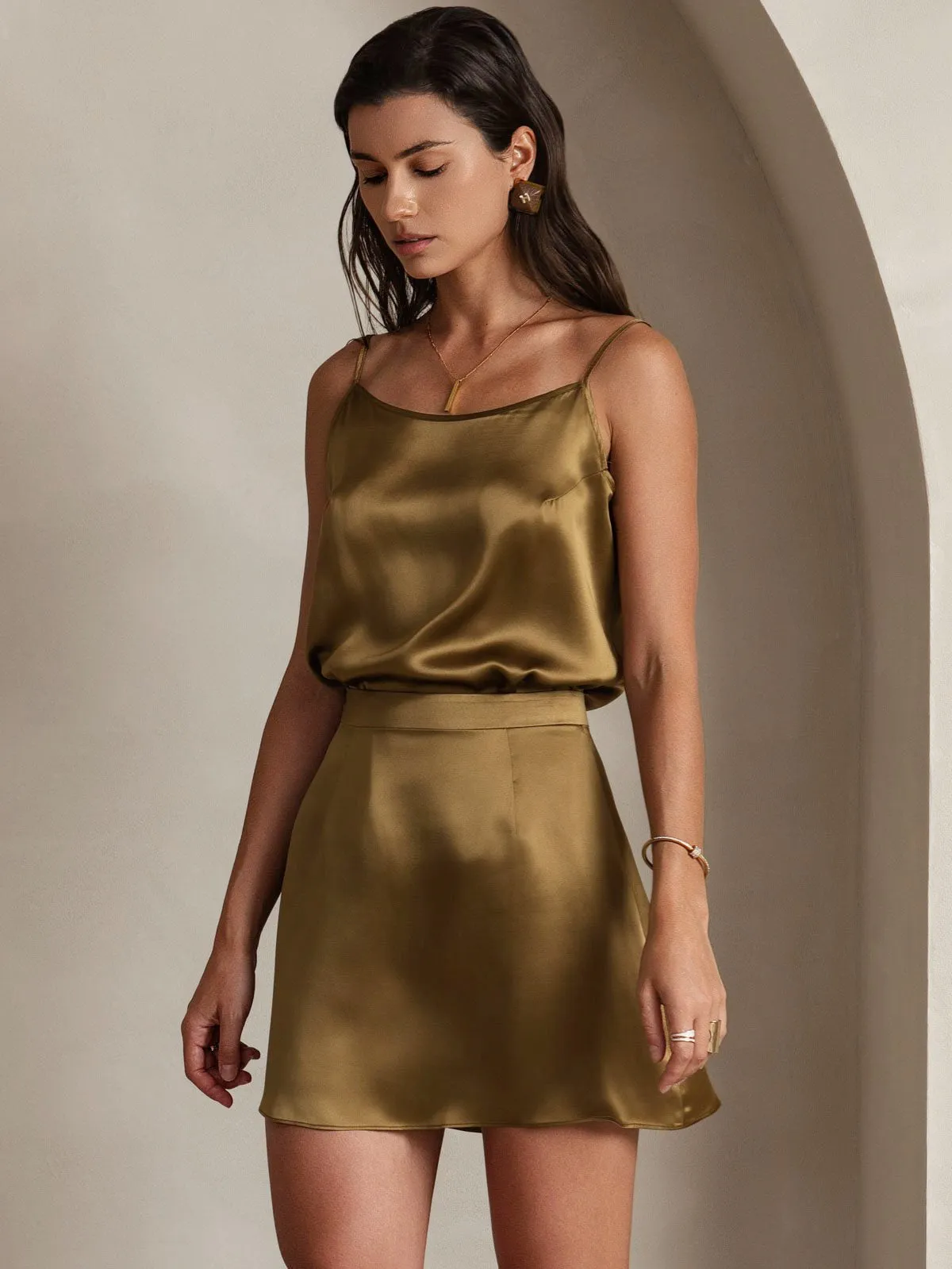 Clearance(US Warehouse) - 19Momme Silk A Line Mini Skirt with Zipper Design sold by SilkSilky product image thumbnail 4