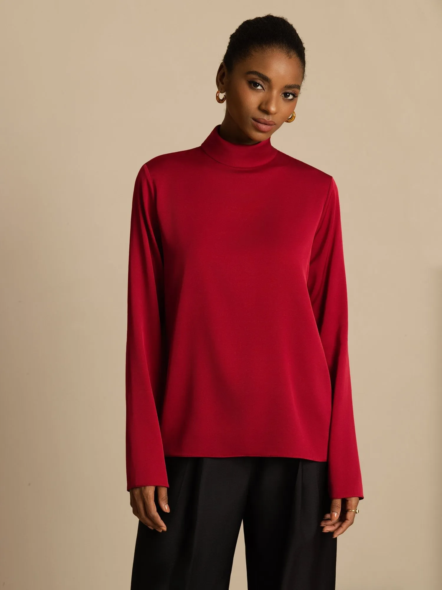 19Momme Silk Women's Turtle Neck Long Sleeve Top sold by SilkSilky product image thumbnail 2