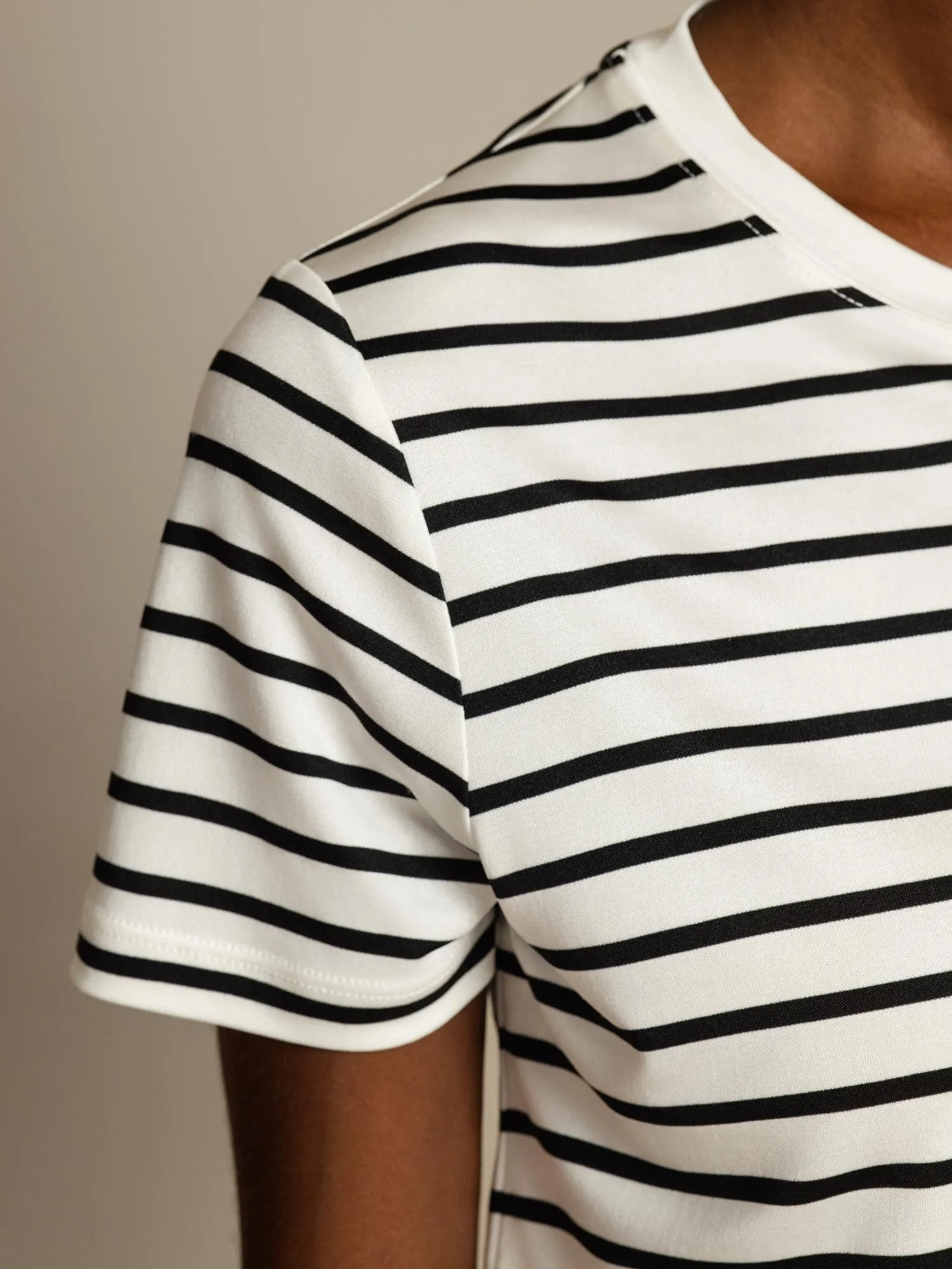 Pure Silk Crew Neck Short Sleeve Women's Sport Stripe Print T-Shirt sold by SilkSilky product image thumbnail 4