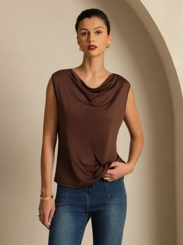 Pure Silk  Women's Sleeveless Cowl Neck Basic Casual Top sold by SilkSilky