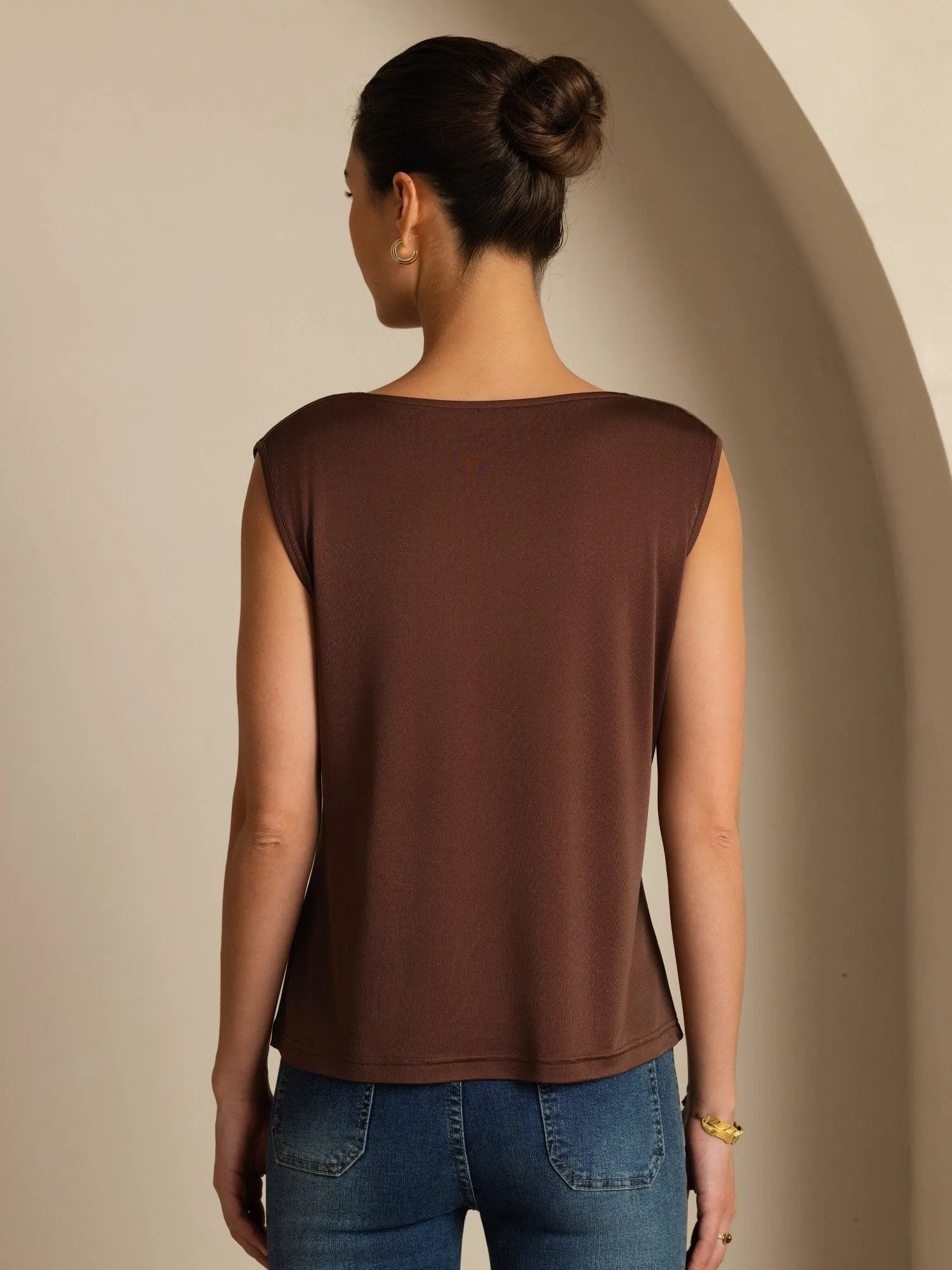 Pure Silk Women's Sleeveless Cowl Neck Basic Casual Top sold by SilkSilky product image thumbnail 2