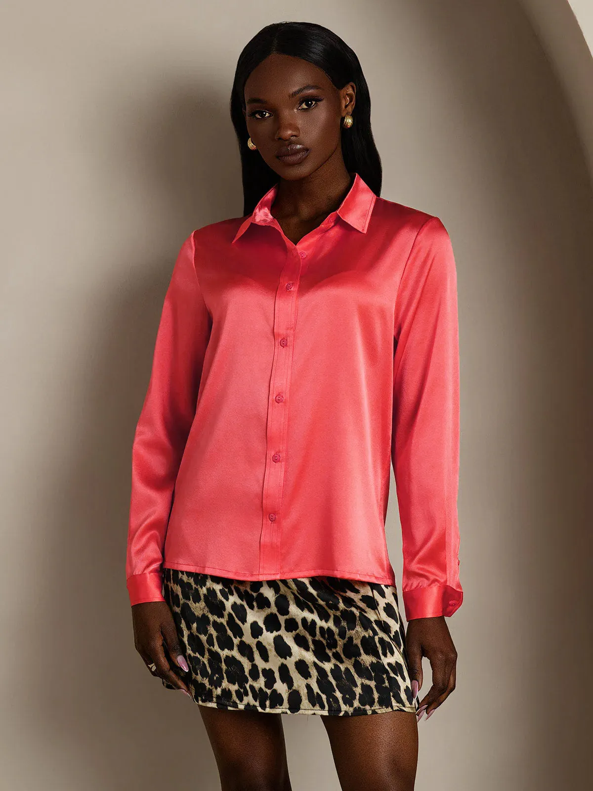 19Momme Silk Lapel Collar Long Sleeve Women's Shirt sold by SilkSilky product image thumbnail 3