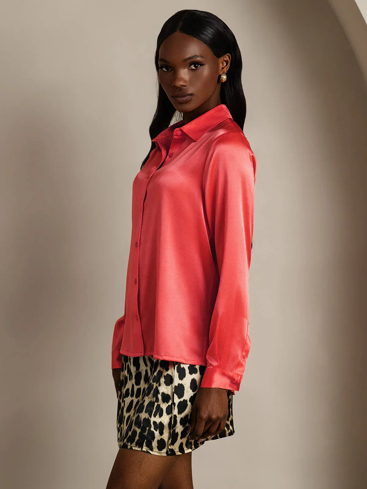 19Momme Silk Lapel Collar Long Sleeve Women's Shirt sold by SilkSilky product image thumbnail 4