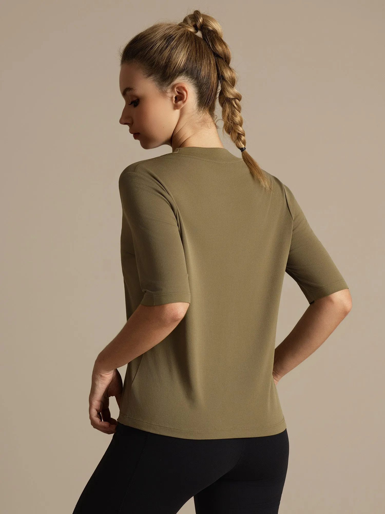 Pure Silk Round Neck Mid-length Sleeves Women's Sport T-Shirt sold by SilkSilky product image thumbnail 3