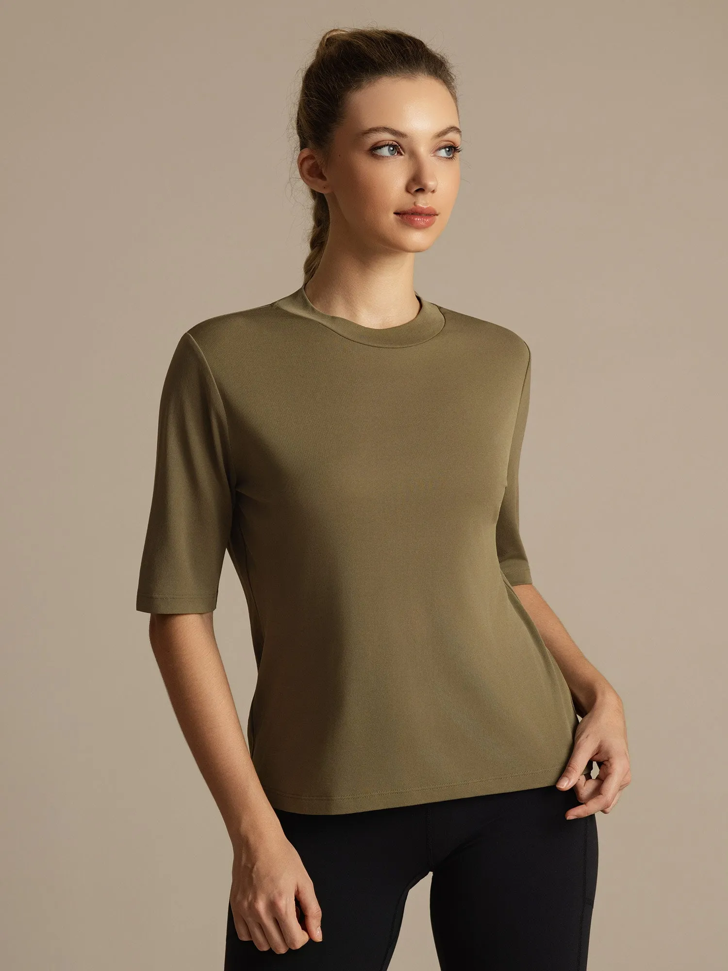 Pure Silk Round Neck Mid-length Sleeves Women's Sport T-Shirt sold by SilkSilky product image thumbnail 2
