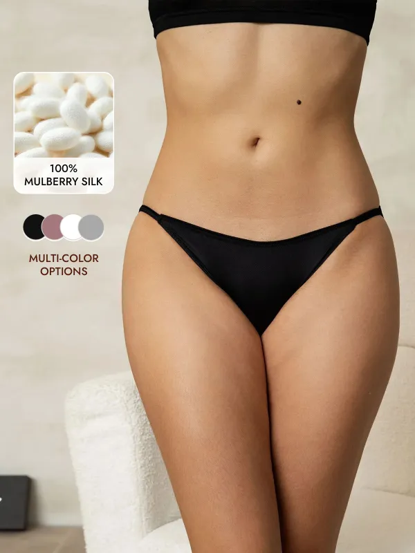 19Momme Silk Low-Waist String Brief Panty made by SilkSilky