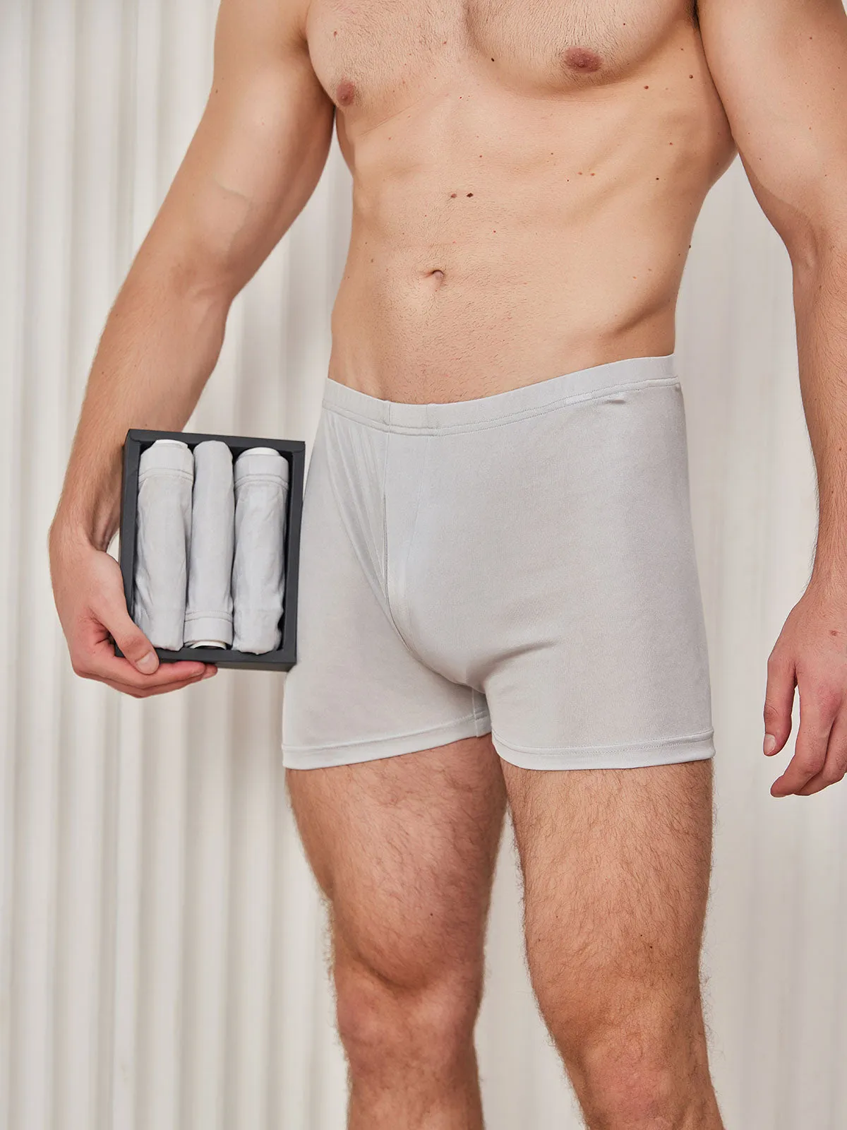3Pcs 100% Mulberry Silk Open Front Boxer Briefs for Men sold by SilkSilky