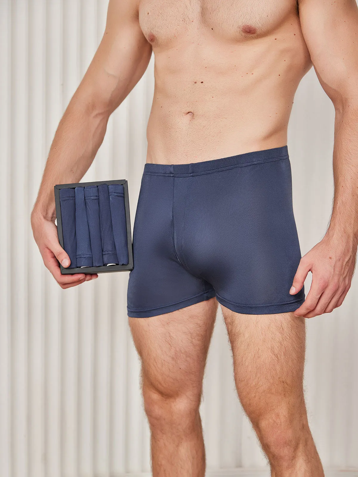 5Pcs 100% Mulberry Silk Men‘s Boxer Briefs with Fly Opening sold by SilkSilky product image thumbnail 3