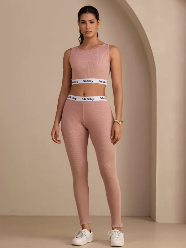 Silk Cotton Sporty Crop Tank Top & Drawstring Slim-Fit Jogger Pants Set made by SilkSilky