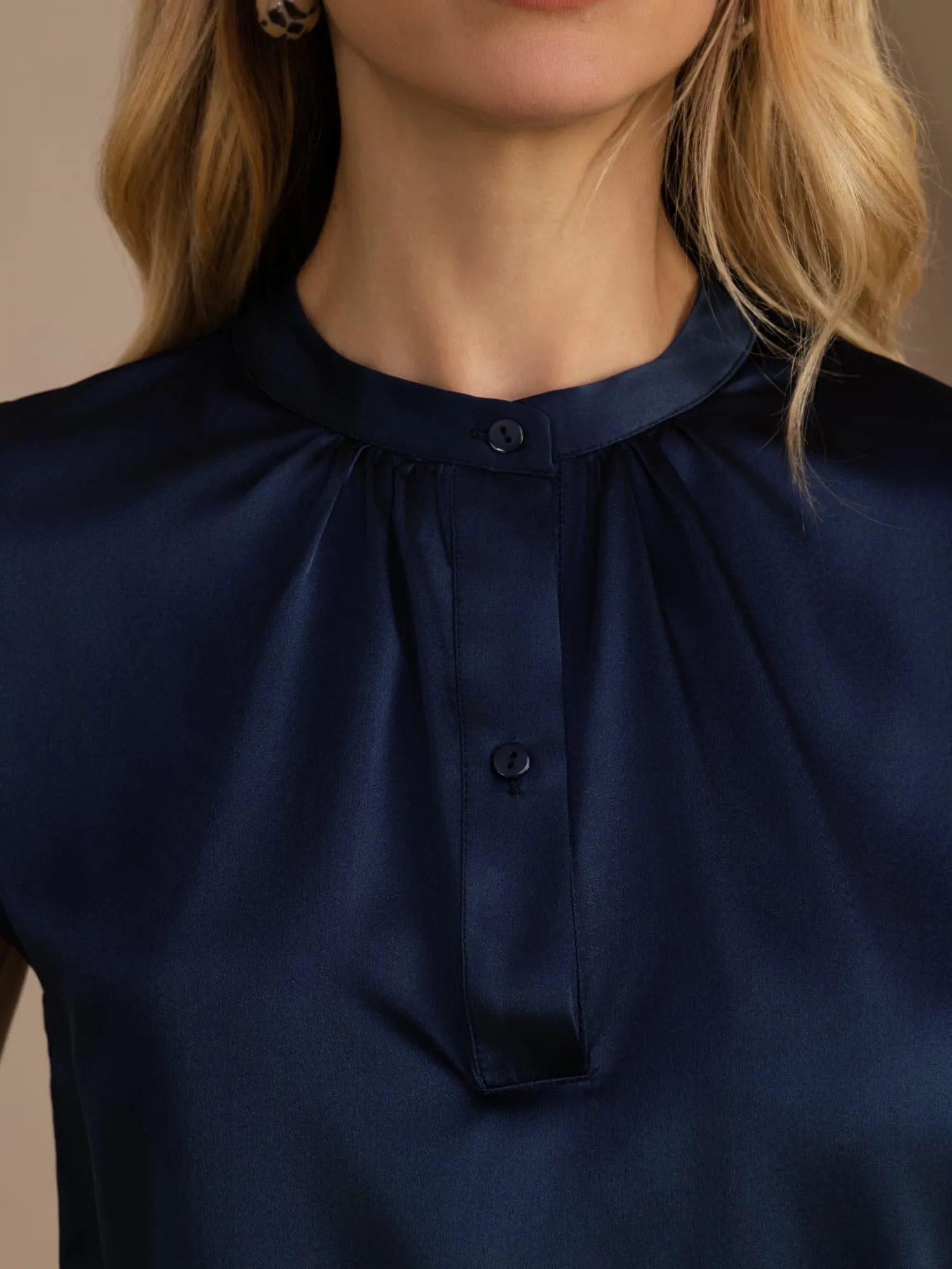 19Momme Silk Women’s Split Neck Short Sleeve Blouse sold by SilkSilky product image thumbnail 5