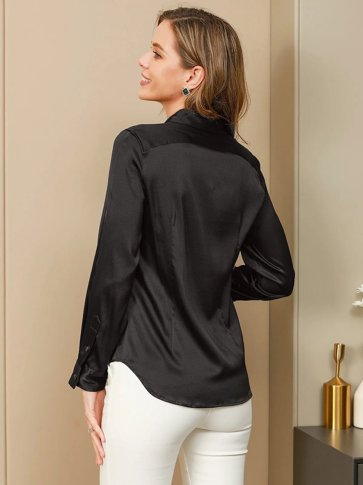 19Momme Silk Long Sleeve Lapel Collar Women's Shirt sold by SilkSilky product image thumbnail 2