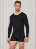 Mens V-Neck Long Sleeve Silk Knitted Tee sold by SilkSilky