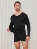 Mens V-Neck Long Sleeve Silk Knitted Tee sold by SilkSilky