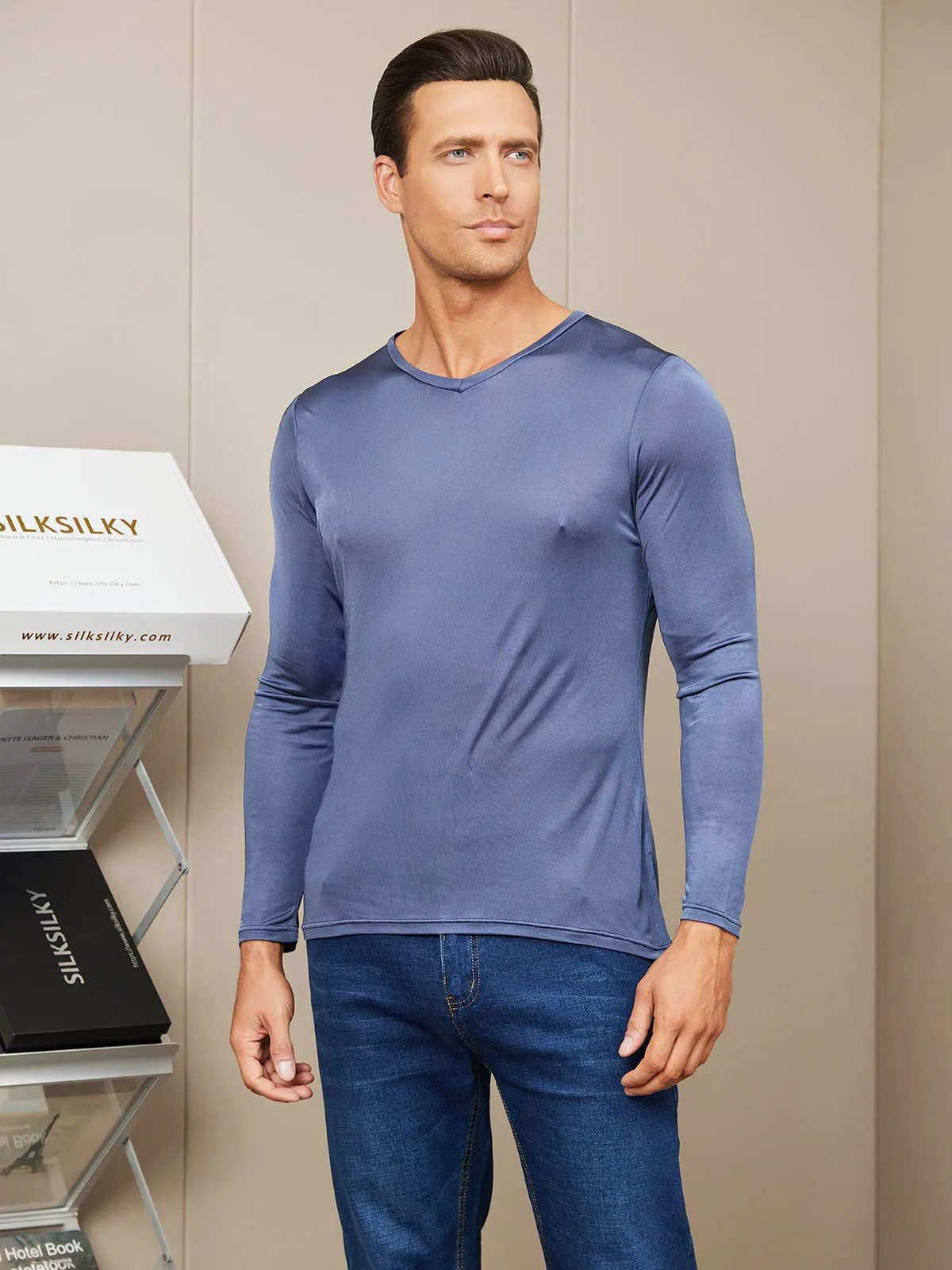 Mens Long Sleeve Silk Knitted Tee sold by SilkSilky