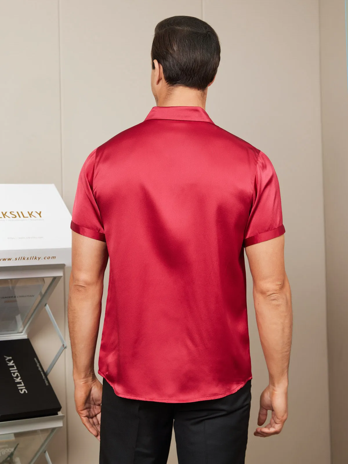 19Momme Mens Classic Short Sleeve Silk Shirt sold by SilkSilky product image thumbnail 2