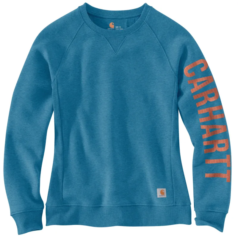 Carhartt Women's Crewneck Graphic Sweatshirt_Ocean Blue Heather sold by Work World