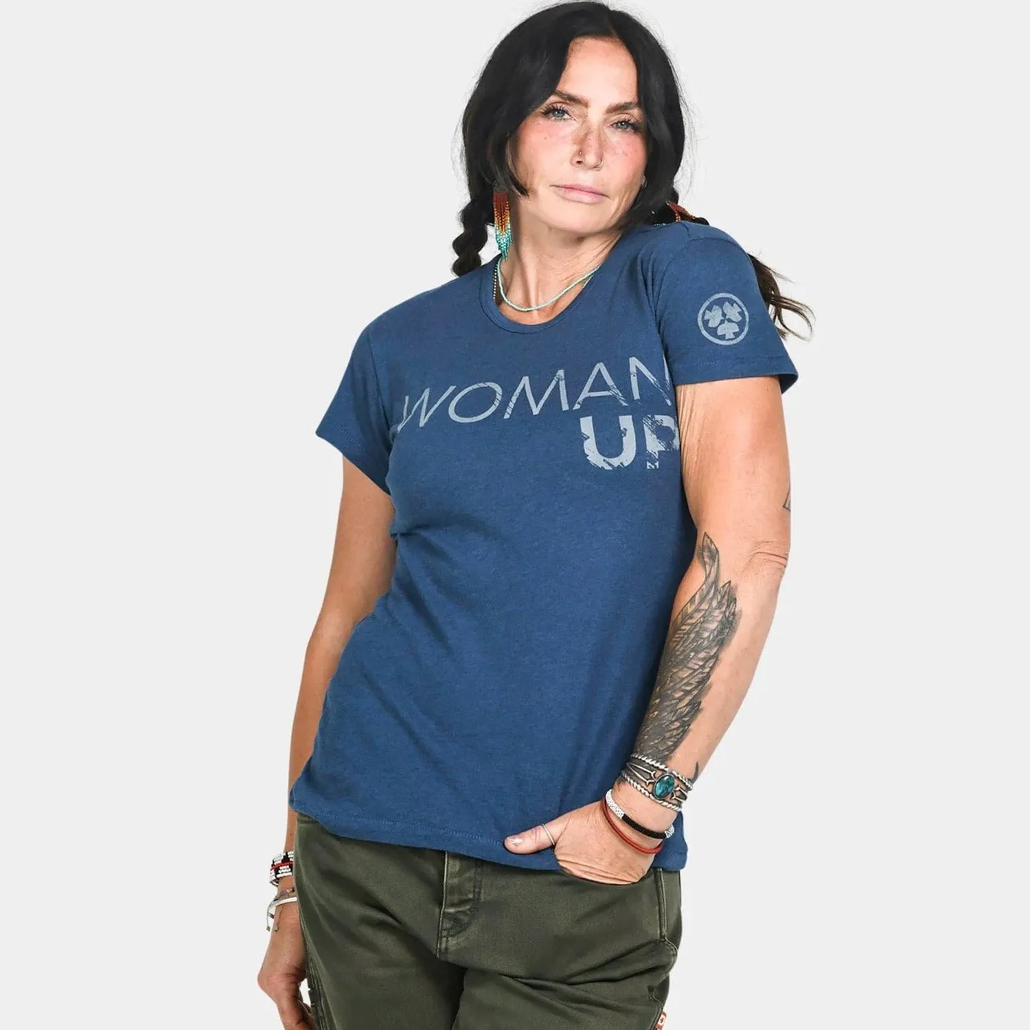 Dovetail Workwear Women's Woman Up Graphic Crewneck Short Sleeve T-Shirt sold by Work World