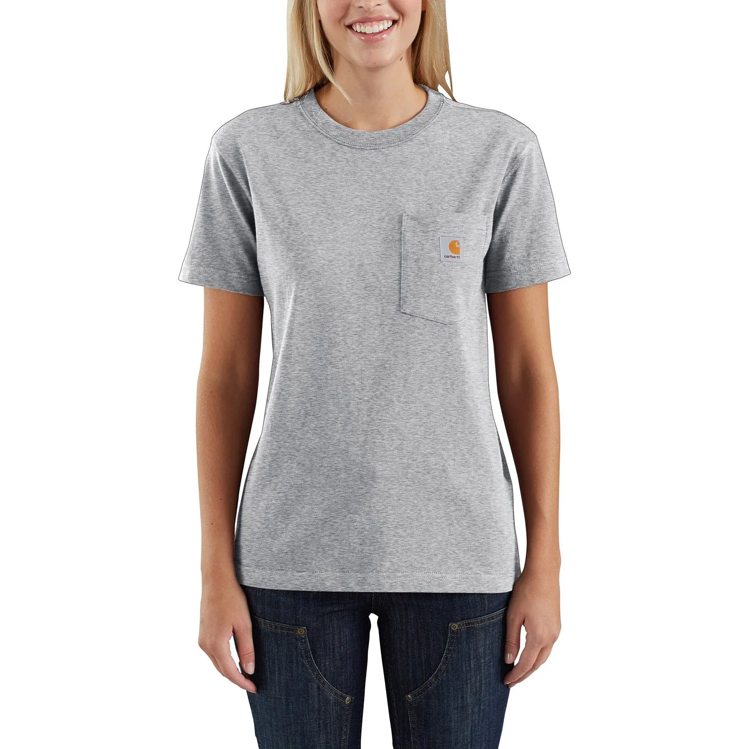 Carhartt Women's Short Sleeve Pocket T-Shirt_Heather Grey sold by Work World
