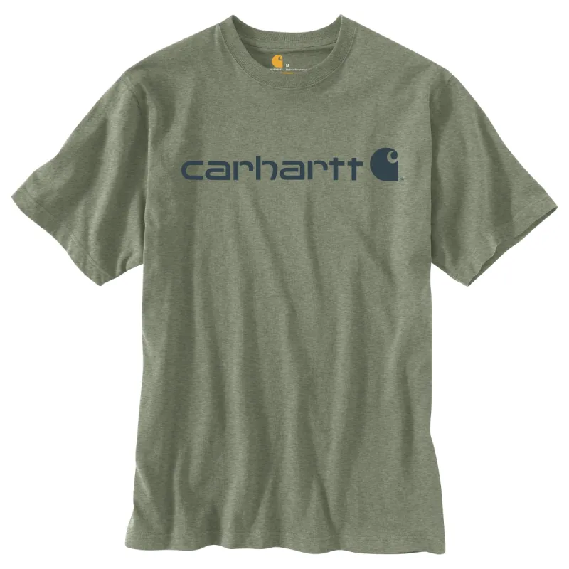 Carhartt Men's Signature Logo Short Sleeve T-Shirt_Oil Green Heather sold by Work World