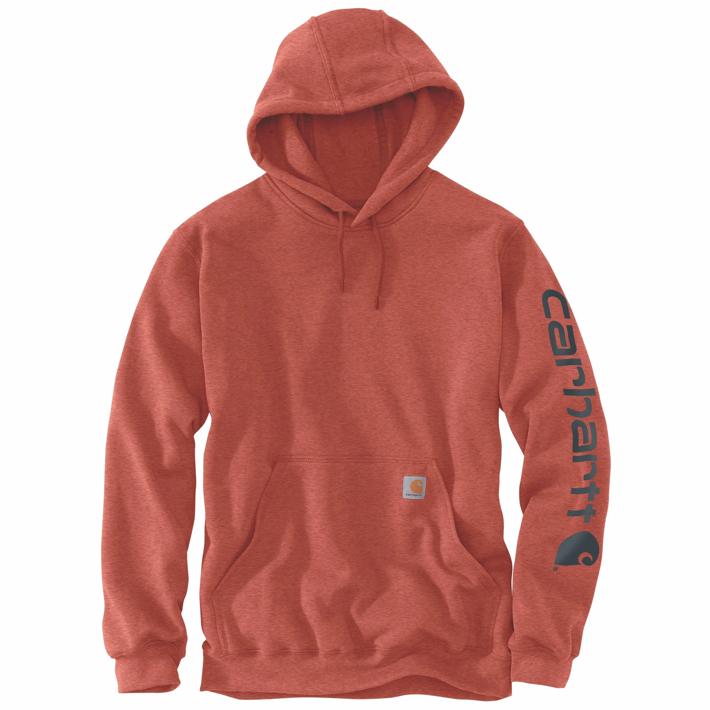 Carhartt Men's Signature Logo Hooded Pullover Sweatshirt_Cayenne Heather sold by Work World