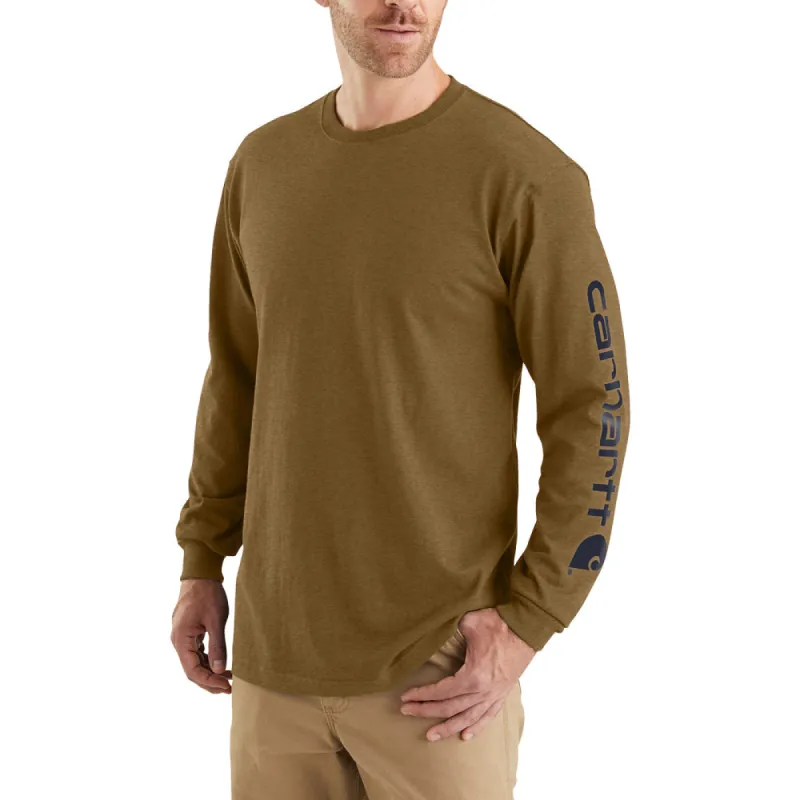 Carhartt Men's Signature Logo Long Sleeve T-Shirt_Oiled Walnut Heather sold by Work World