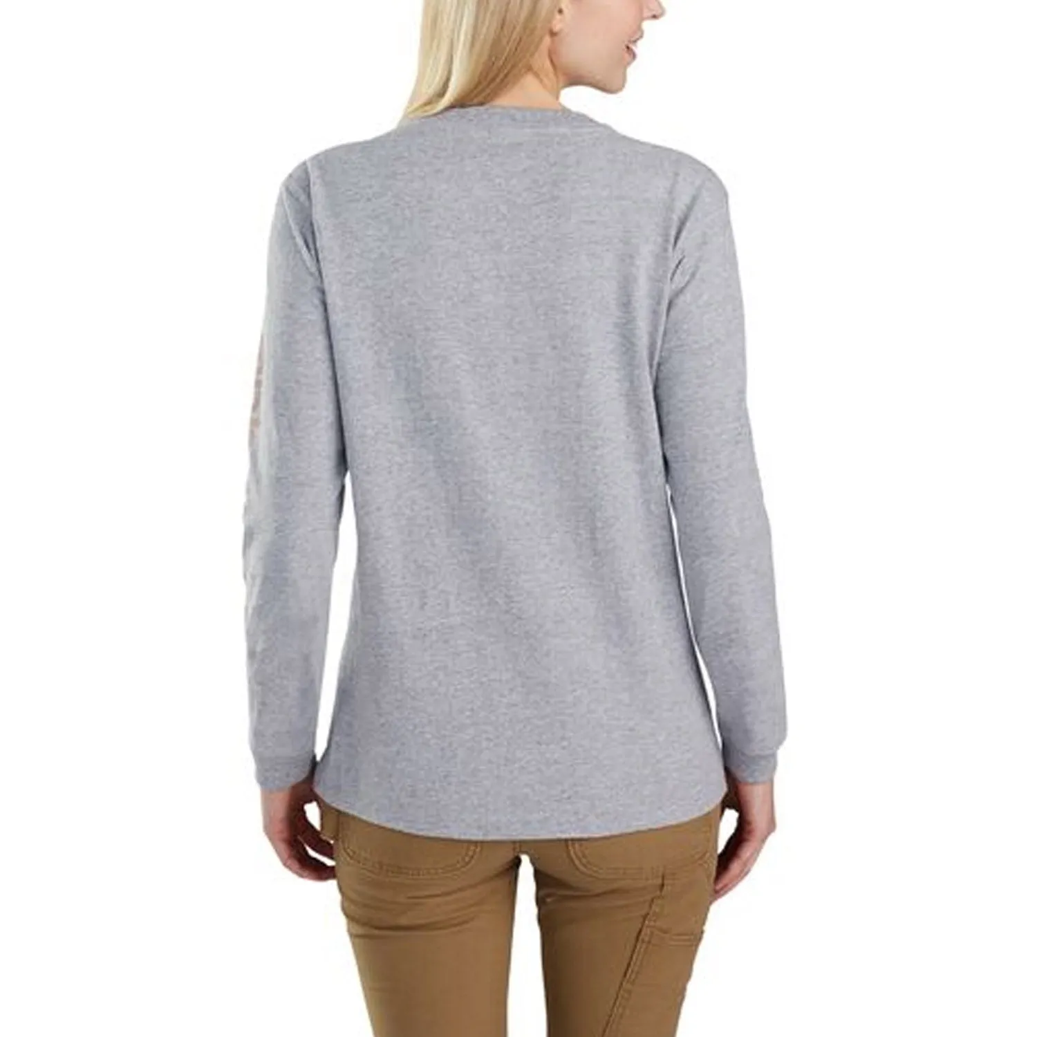 Carhartt Women's Heavyweight Long Sleeve Logo T-Shirt_Heather Grey sold by Work World product image thumbnail 2