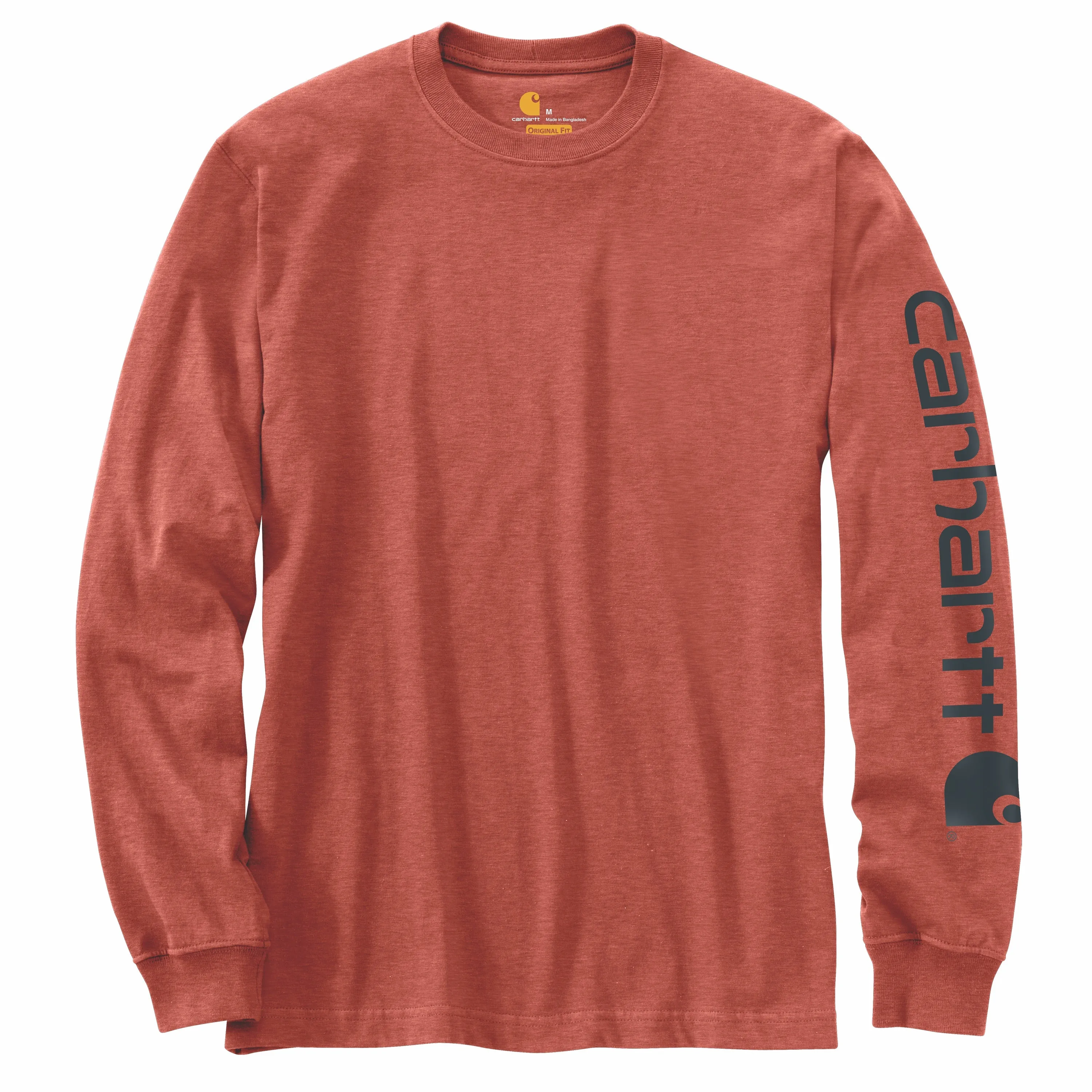 Carhartt Men's Signature Logo Long Sleeve T-Shirt_Cayenne Heather sold by Work World