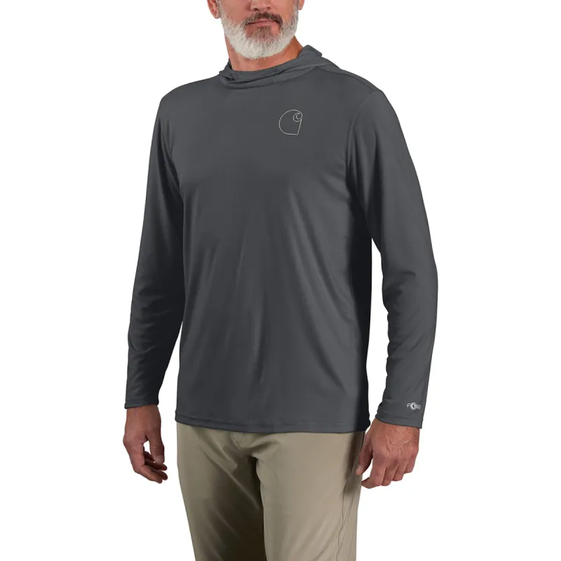 Carhartt Men's Force Sun Defender Hooded Logo Long Sleeve T-Shirt sold by Work World