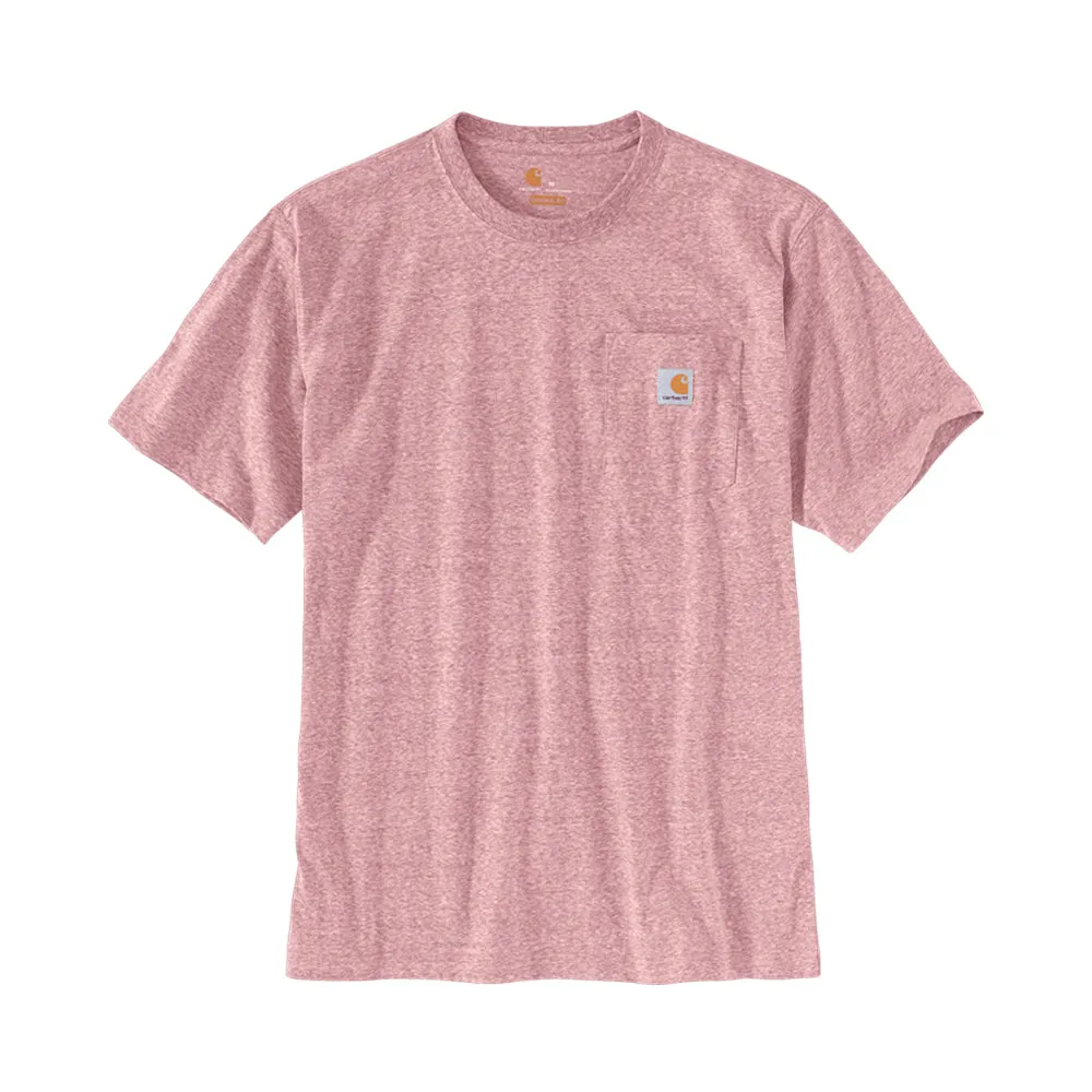 Carhartt Men's Short Sleeve Pocket T-Shirt_Dark Barn Red Snow Heather sold by Work World