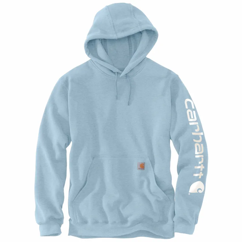 Carhartt Men's Signature Logo Hooded Pullover Sweatshirt_Tourmaline Heather sold by Work World