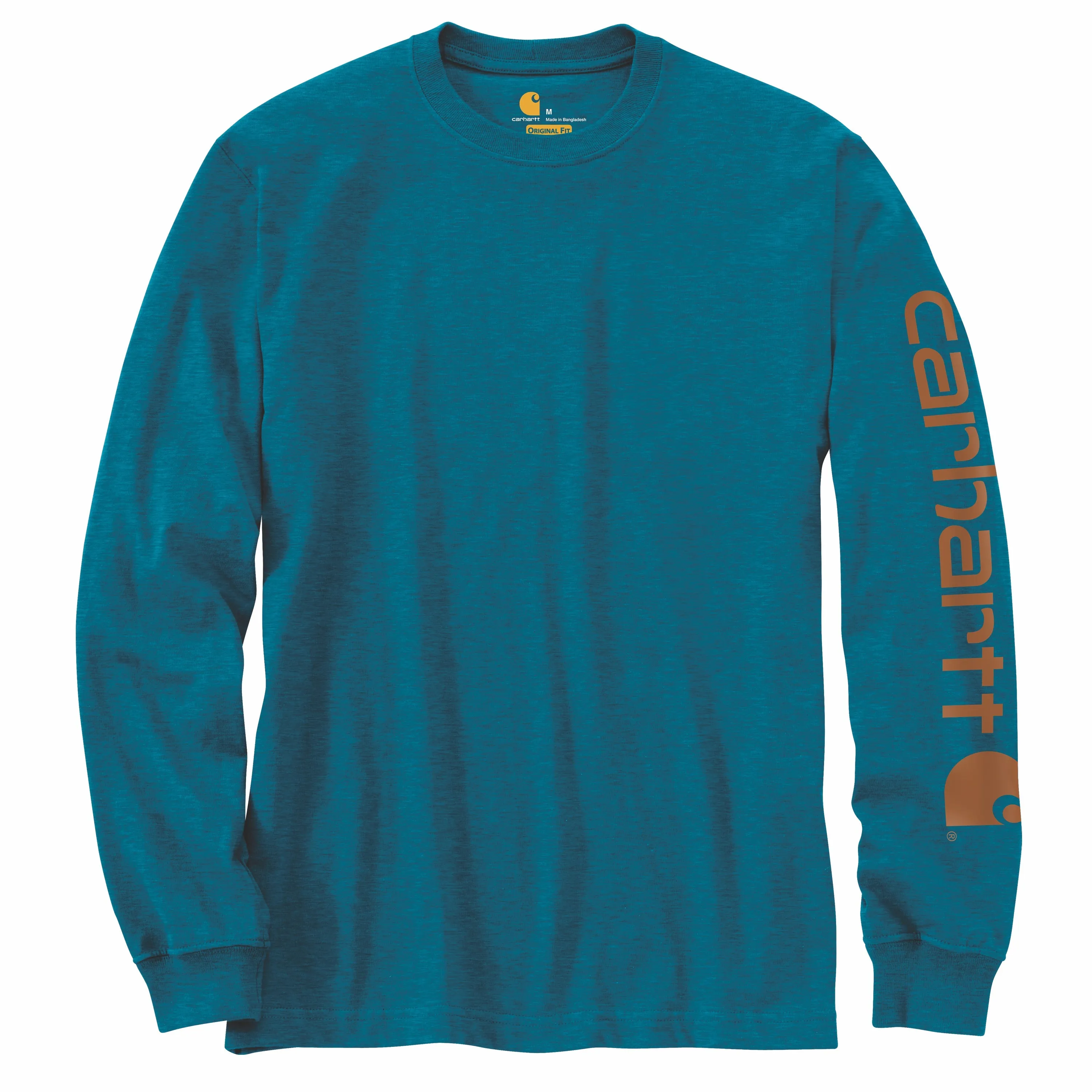 Carhartt Men's Signature Logo Long Sleeve T-Shirt_Ocean Blue Heather sold by Work World