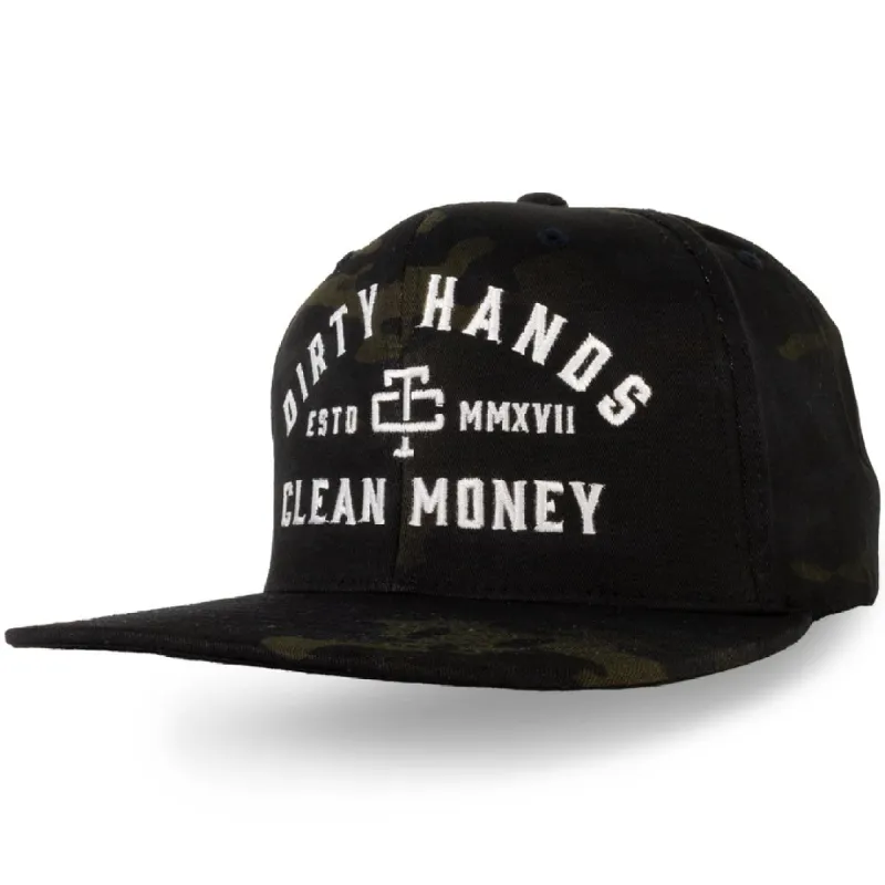 Troll Co. Men's DHCM "Dirty Hands Clean Money" Graphic Meshback Hat_Midnight Camo sold by Work World