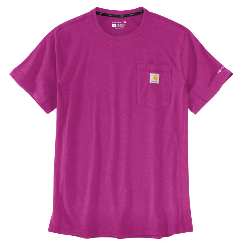Carhartt Men's Force® Relaxed Fit Midweight Short Sleeve Pocket Tee_Magenta Agate sold by Work World