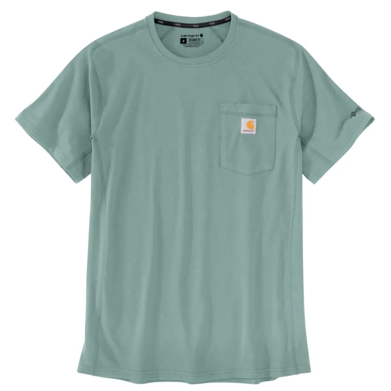 Carhartt Men's Force® Relaxed Fit Midweight Short Sleeve Pocket Tee_Blue Surf sold by Work World