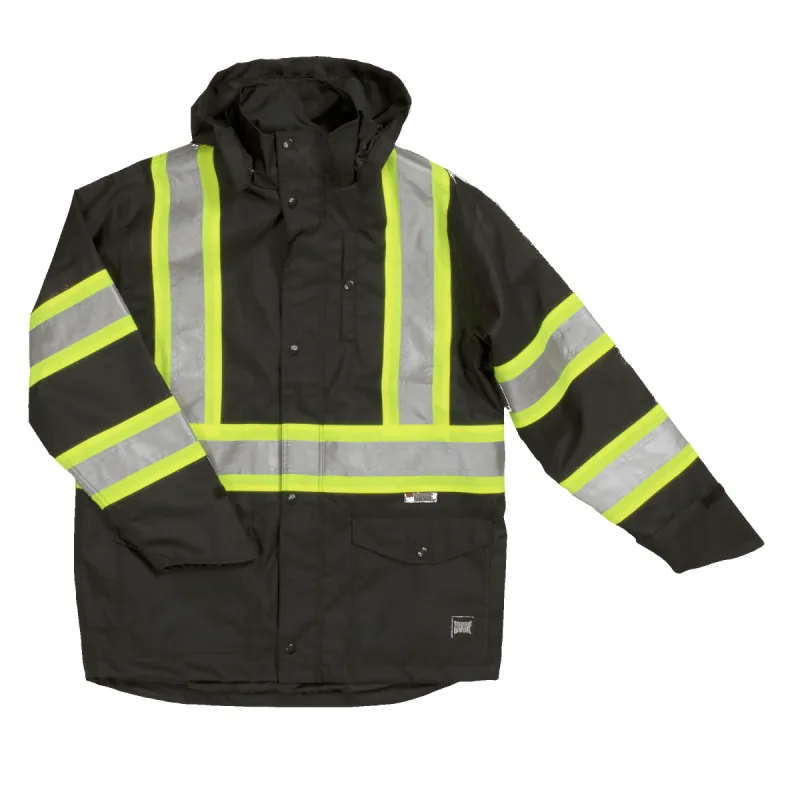 Tough Duck C1 Hi-Vis Waterproof Snap-Front Safety Rain Jacket sold by Work World
