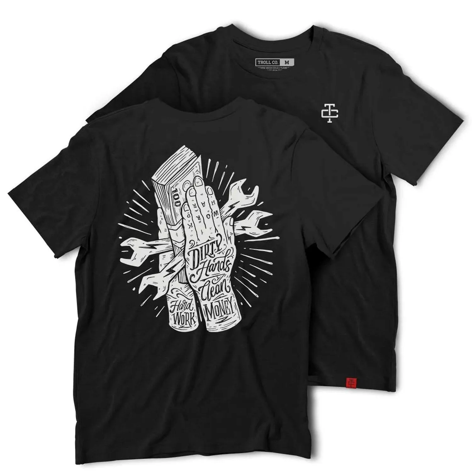 Troll Co. Men's Hard Work "Dirty Hands Clean Money" Short Sleeve T-Shirt sold by Work World