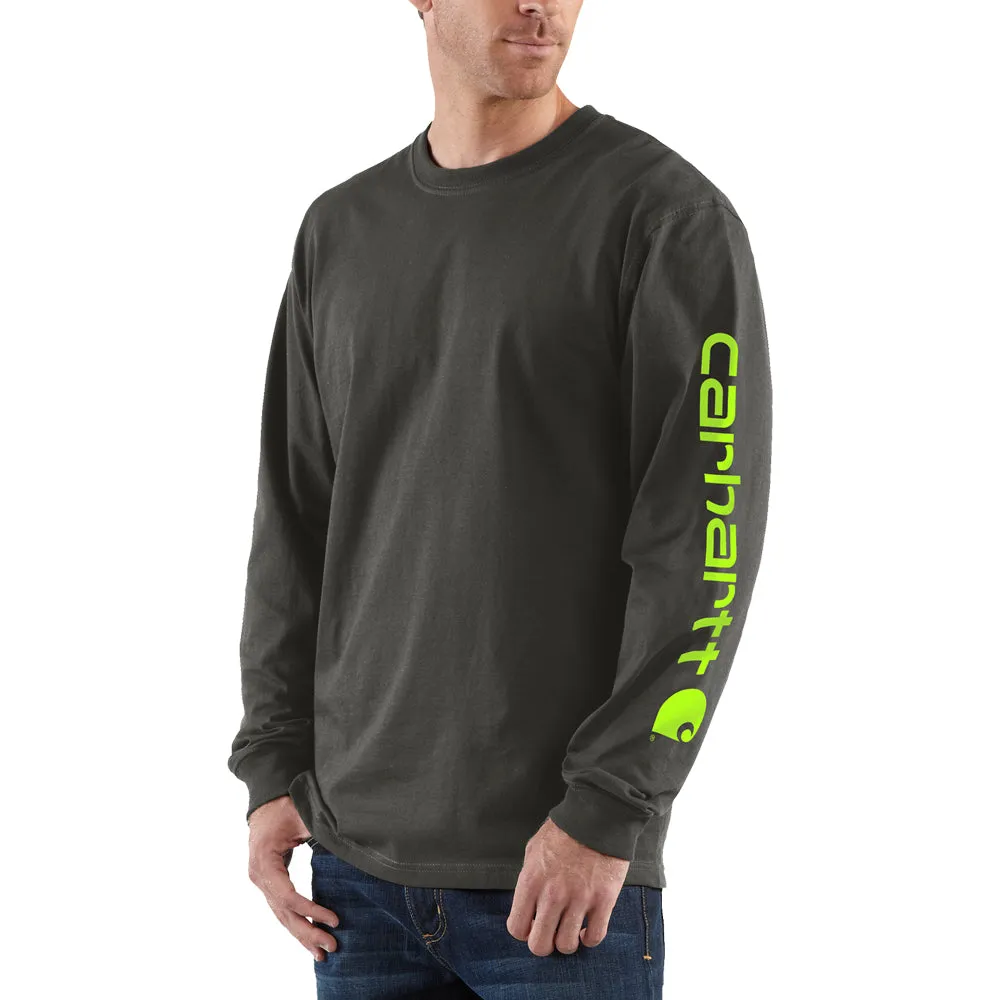 Carhartt Men's Signature Logo Long Sleeve T-Shirt_Peat sold by Work World