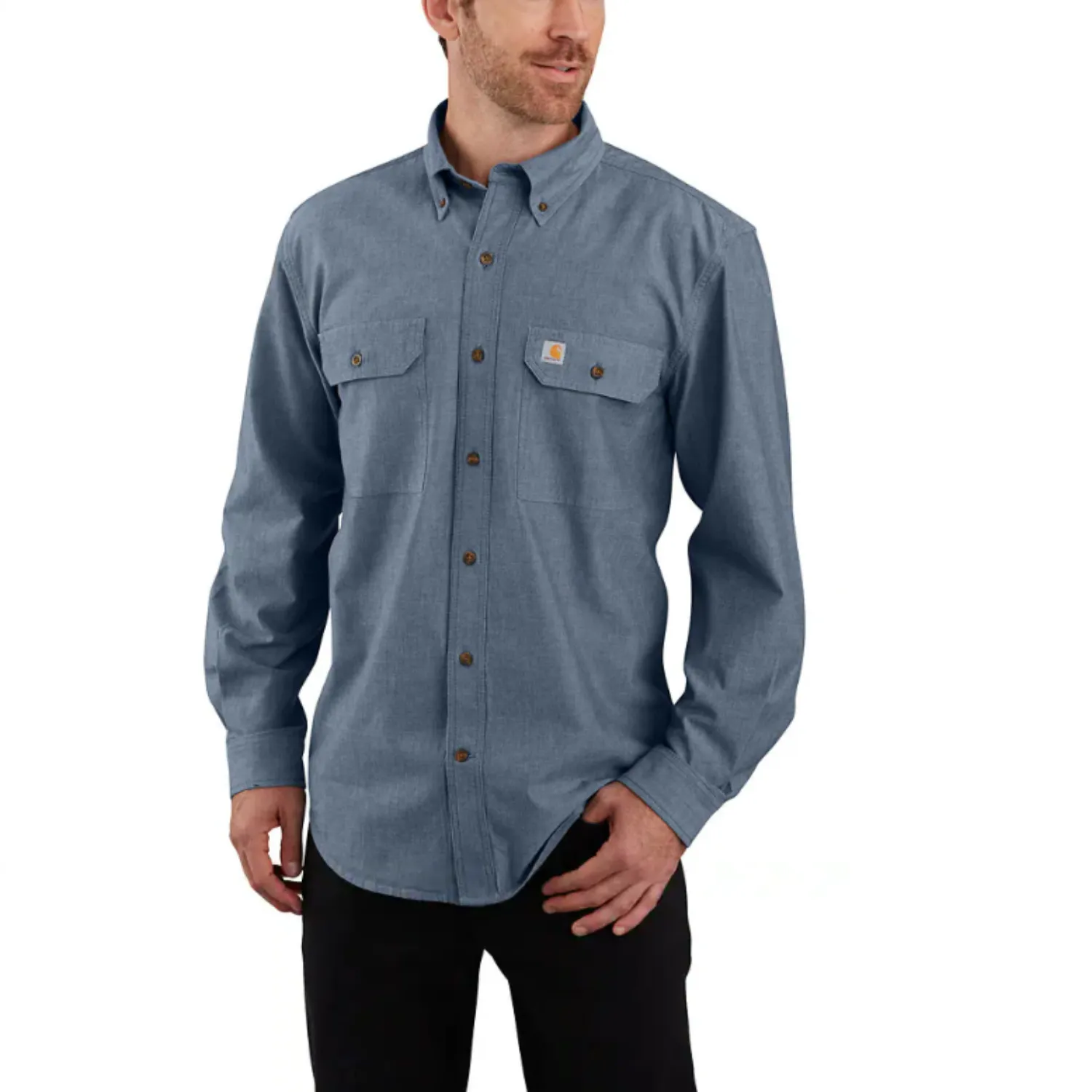 Carhartt Men's Midweight Chambray Buton-Down Long Sleeve Work Shirt sold by Work World