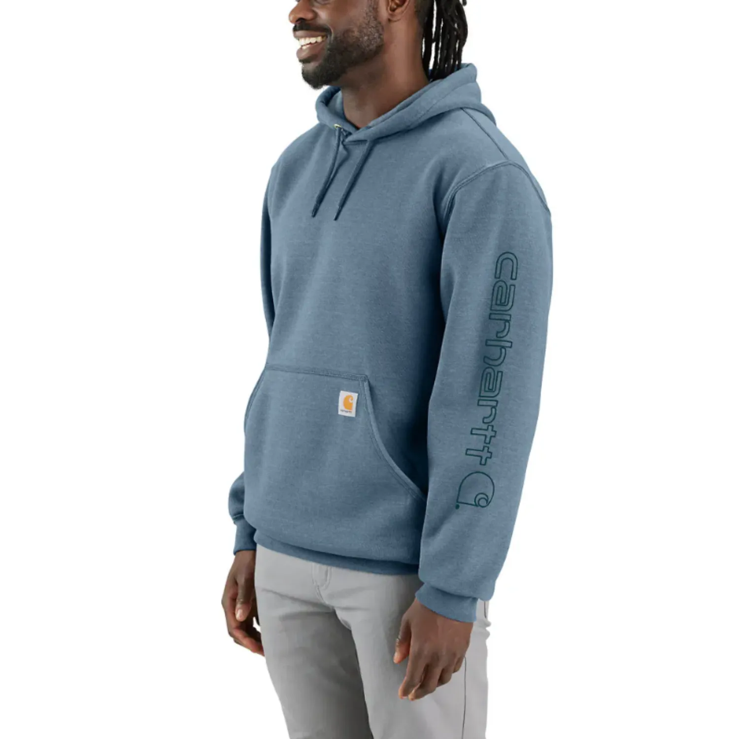 Carhartt Men's Signature Logo Hooded Pullover Sweatshirt_Thundercloud Heather sold by Work World product image thumbnail 2