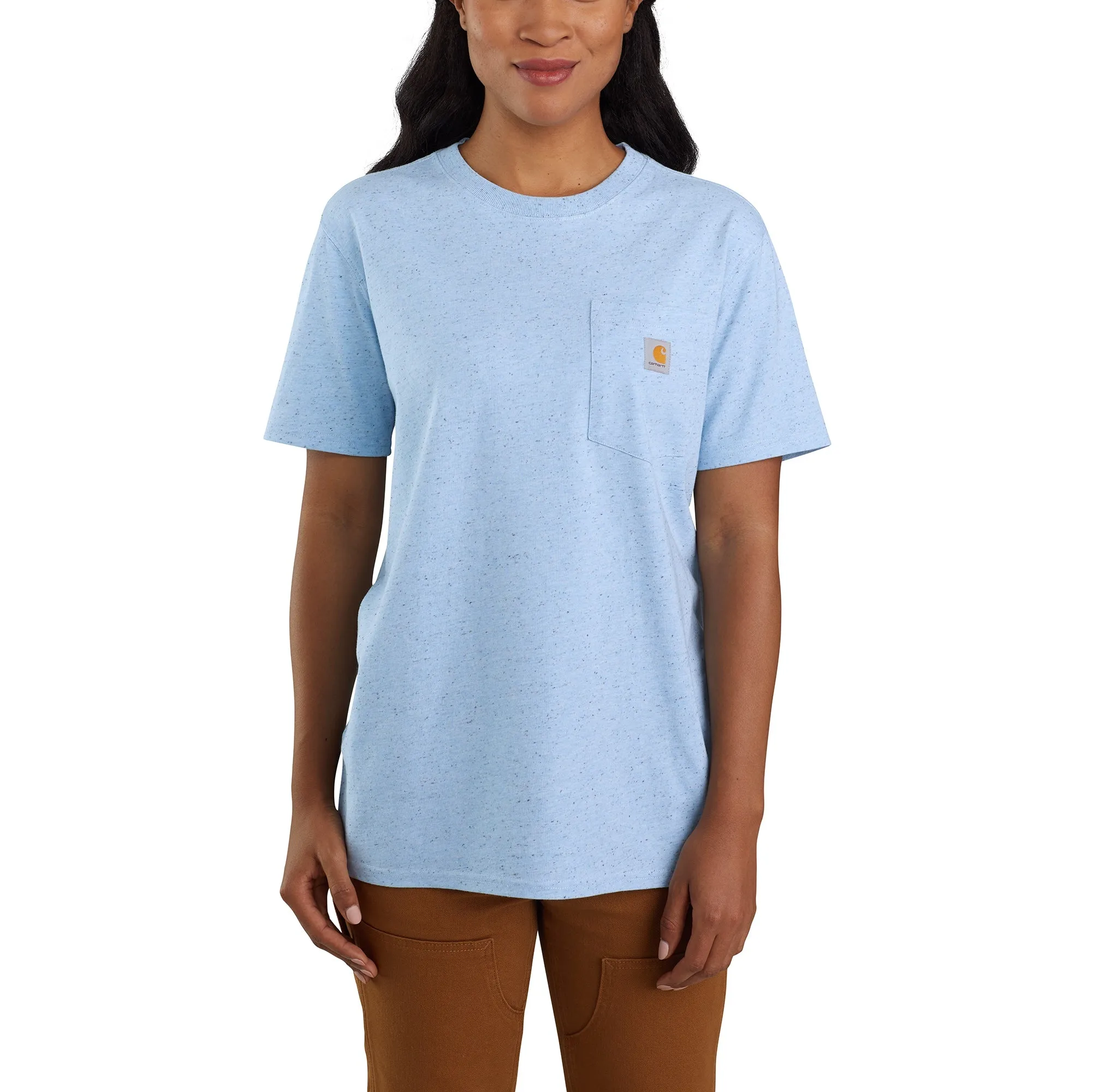 Carhartt Women's Short Sleeve Pocket T-Shirt_Powder Blue Nep sold by Work World